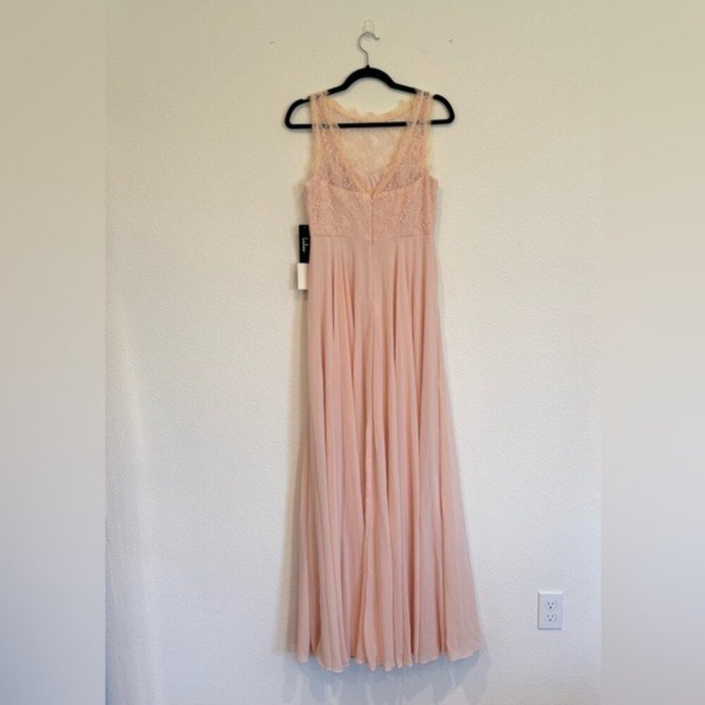 Lulus Divine Evening Blush Pink Lace Chiffon Maxi Dress NWT - Picture 8 of 10